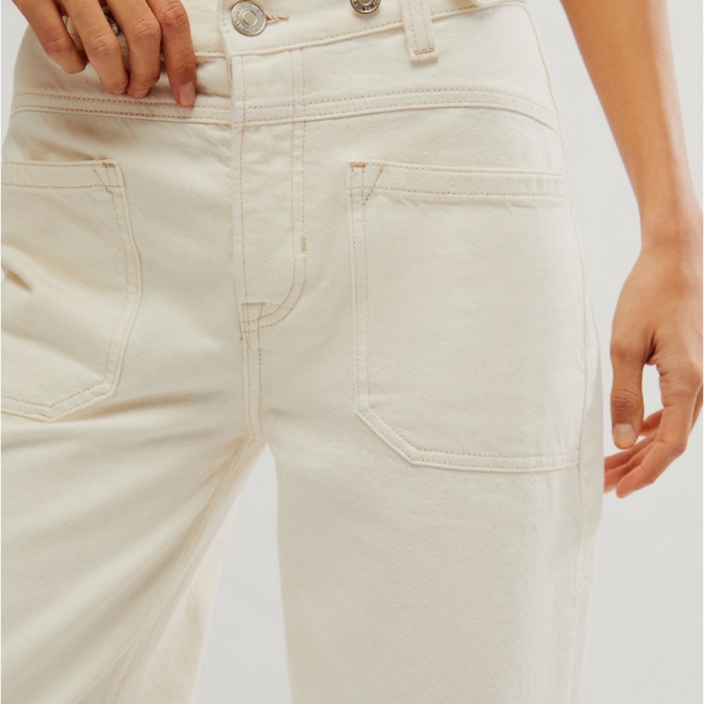 We The Free Palmer Cuffed Wide-Leg Jeans in Cream